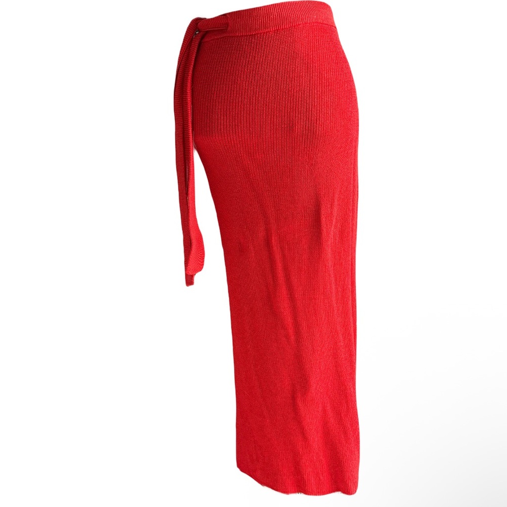 Free People Beach Red Knit Maxi Skirt